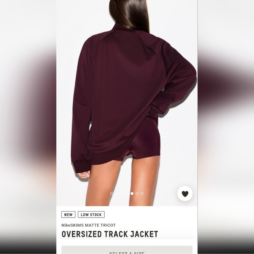 SKIMS xNike NWT Matte Tricot Oversized Track Jacket - Currant - Picture 3 of 5